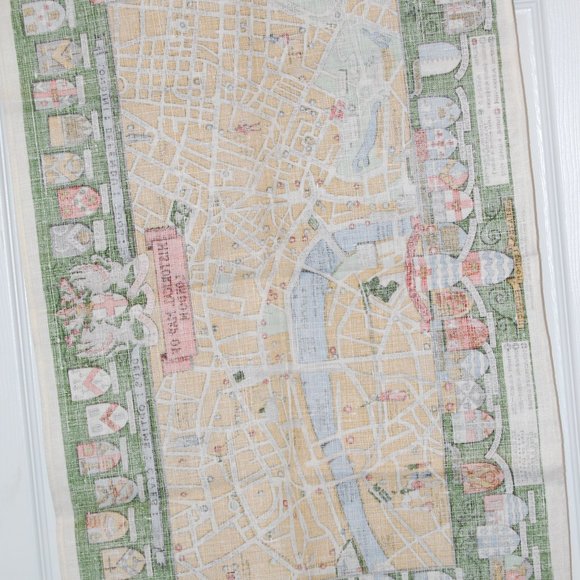 Collectable Irish Linen Towel Historical Map of London 19" 1/2" by 30" - Picture 15 of 15